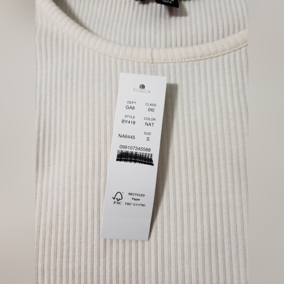 Nwt J.Crew Vintage Rib Tee / Poplin Puff Sleeves,  in Natural size Small - Picture 6 of 6